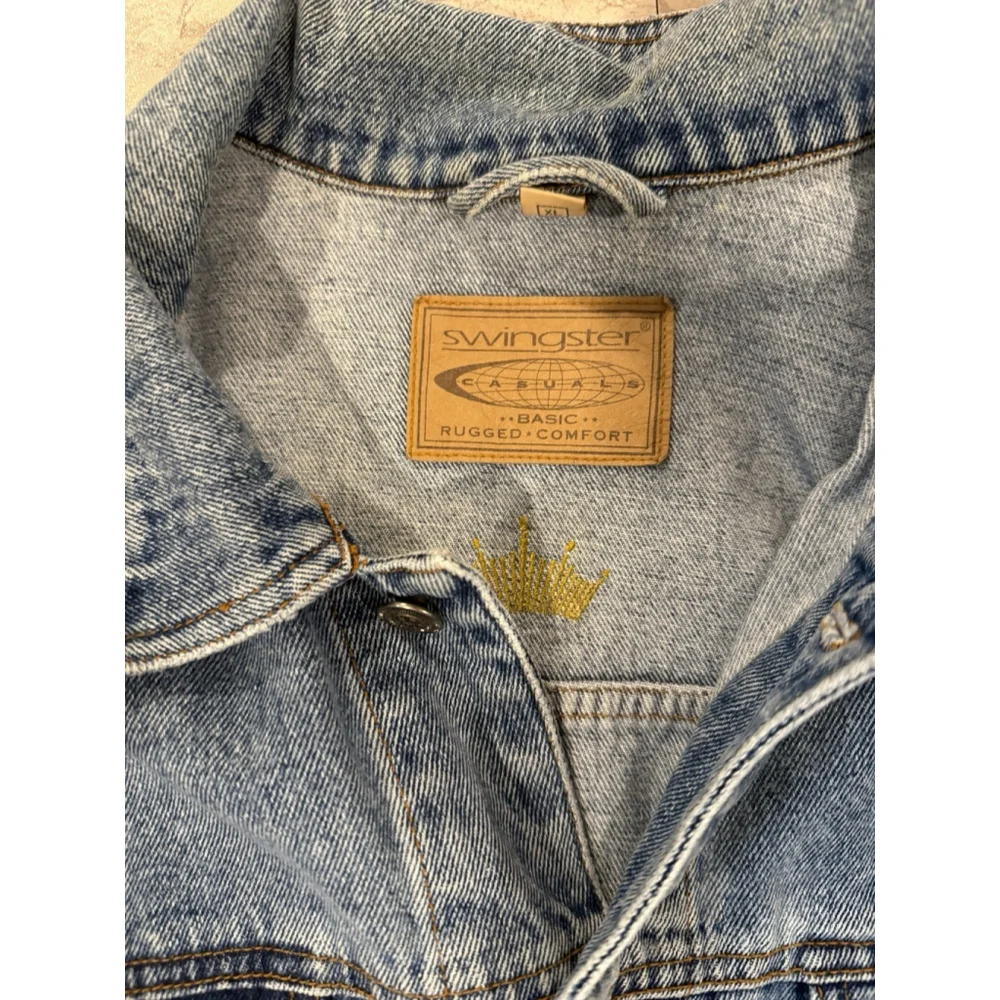 VTG Y2K Budweiser Denim Jacket XL Swinger Casuals Beer Embroidered King Of Beers